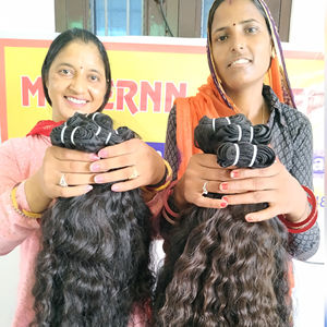 Extensiones de Cabello Humano Virgen Ondulado Natural Indio Remy Negro para Mujer, Súper Doble Trama, Cutícula Alineada, al por Mayor - Product Image 3