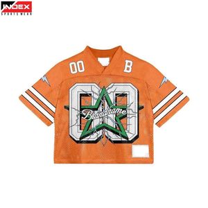 เสื้อฟุตบอลอเมริกันผู้ชาย INDEX คอวี แขนสั้น ผ้าตาข่าย สีส้ม หมายเลข 00 พิมพ์ลายแบบซับลิเมชั่น ทรงปกติ - Product Image 1