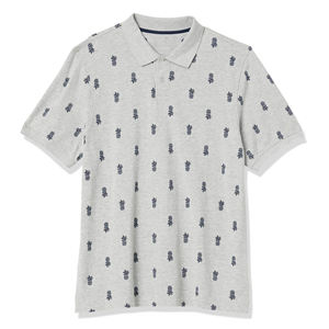 Polo pour homme gris à manches courtes, imprimé ananas, en coton Oxford, coupe classique, boutonné, décontracté - Product Image 5