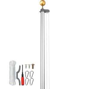 Kit Asta Portabandiera Sezionale in Lega di Alluminio Rinforzata da 7,6 m (25FT) per Esposizione a Terra con 3 Modalità e Bandiere Americane 3x5 per Esterni - Product Image 5