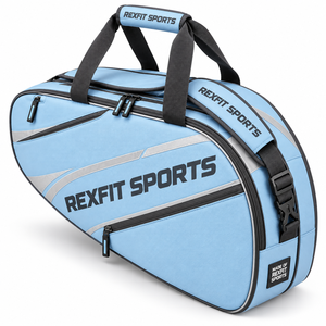 กระเป๋าใส่ไม้แบดมินตันและไม้เทนนิส Rexfit สีน้ำเงิน พร้อมสายสะพายไหล่ปรับได้ ช่องซิปด้านข้าง และป้ายกำกับแบบกำหนดเอง - Product Image 3