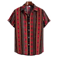 Kemeja Pria Linen Lengan Pendek Cetak Sublimasi Kancing Depan Ringan Kasual Hawaii Liburan Pantai Musim Panas Untuk Pria