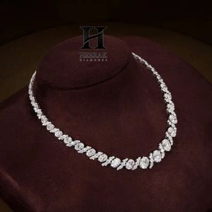 Collier de luxe en diamant ovale, plaqué platine, en argent, coupe ovale conique, style tennis, pour mariée, vente en gros, bijoux fins - Product Image 3