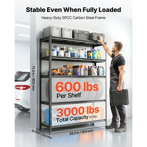 5 Tier Adjustable Heavy Duty <b>Metal</b> Utility Rack <b>Shelf</b> G 3000 Lbs Capacity Garage Storage <b>Shelves</b> <b>Unit</b> - Product Image 2