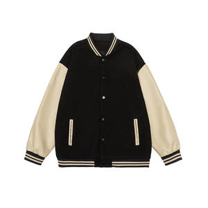 Premium Winter Vintage Patchwork Embroidery Windproof Wool Leather Custom Team Varsity <b>Jacket</b> - Product Image 2