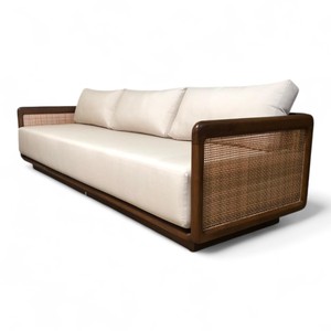 Sofá de Jardín de Madera de Teca Sostenible con Certificación SVLK, 3 Plazas, con Cojines Resistentes a los Rayos UV de Alta Densidad, Muebles de Exterior Ecológicos - Product Image 4