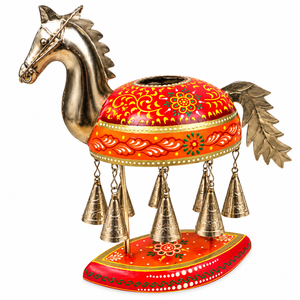 Cloche de cheval en bois peinte à la main, pièce décorative avec motifs artistiques indiens traditionnels, pour la décoration de table à la maison - Product Image 1