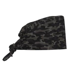 Gorro Quirúrgico de Camuflaje Personalizado para Médicos y Enfermeras, Ajustable con Lazos, Gorro Dental Quirúrgico Negro Gris de Algodón, Ropa de Trabajo Médica - Product Image 1