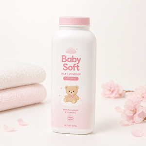 Custom Baby Powder <b>Bottle</b> Round HDPE 100g 200g 255g White Blue PP <b>Shaker</b> Cap for Talcum Body Powder Vietnam Factory - Product Image 5