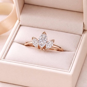 แหวนเพชรทรงมาร์คีส์ 1 กะรัต เพาะเลี้ยงในห้องปฏิบัติการ ทองคำแท้ 10K 14K 18K ดีไซน์เครื่องประดับชั้นดี รับรองโดย IGI สี E ความใส VVS - Product Image 2