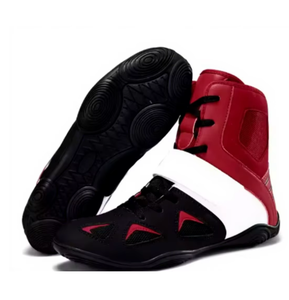 PROFIT SPORTS Chaussures de lutte athlétiques légères et flexibles à lacets, protection des pieds, en PU, pour l'entraînement, rouge et noir - Product Image 6