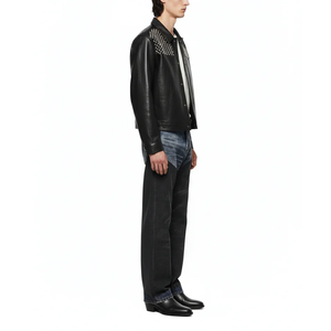 High quality biker leather <b>jacket</b> Men's <b>sheep</b> <b>skin</b> <b>jacket</b> Motorcycle casual winter <b>jacket</b> Zipper front unique design - Product Image 4
