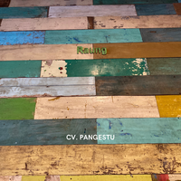 PANGESTU Plancher en bois de teck recyclé style grange, design minimaliste écologique, utilisation intérieure/extérieure, qualité/concret
