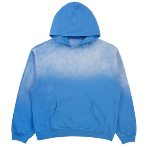 Sudadera con Capucha para Hombre, Degradado Azul Tie-Dye, Corte Regular, Algodón French Terry, Estilo Casual para Primavera - Product Image 1