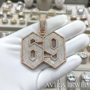 Grand pendentif étoile glacé en argent sterling 925 massif plaqué or jaune avec diamant Moissanite, breloque Hip Hop pour homme certifiée - Product Image 2