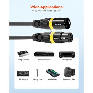 2 Packs de 100 pieds de câbles de microphone DMX équilibrés blindés et plaqués or 3 broches XLR mâle femelle fils d'éclairage de scène pour microphones - Product Image 6