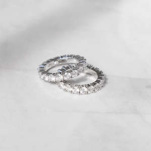 Classic Round Cut Eternity <b>Ring</b> | 925 Sterling <b>Silver</b> Wedding Band | Full Eternity <b>Stack</b> able <b>Ring</b> for Men - Product Image 3