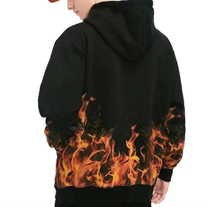 Sudadera con capucha de alta calidad a bajo precio, con logo personalizado, tallas UK y USA, estampada con diseño de fuego, informal, de forro polar, para unisex. - Product Image 2