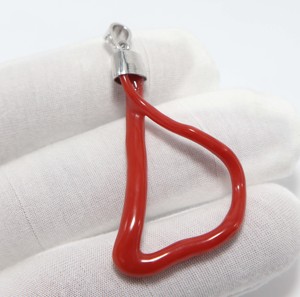Colgante de rama de coral rojo italiano de plata de ley 925, colgante de barra de coral del Mar Mediterráneo, coral rojo natural - Product Image 3