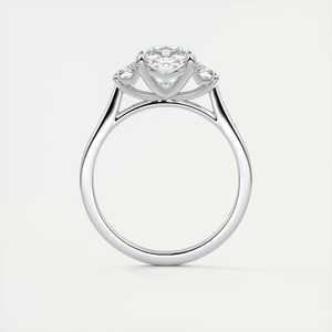 3.00 Ct <b>Cushion</b> Cut Lab Grown Diamond Three Stone Engagement Ring In 14K White Gold Trapezoid - Product Image 4