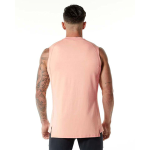 Camiseta sin mangas para hombre, color rosa, cuello redondo, jersey de algodón, estilo casual, con estampado de letras en la parte delantera, corte regular - Product Image 4