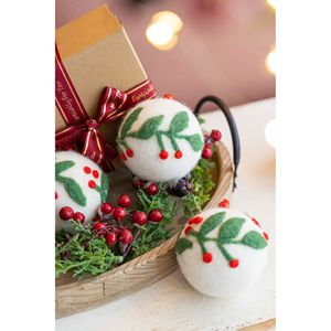 3.1 \ "Set di ornamenti per palline di Natale in feltro di lana Dia/Polyfoam di agrifoglio di bacche 8 palline appese Decorative per feste sull'albero - Product Image 4