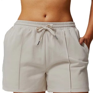Women's <b>Navy</b> Blue Knitted Shorts With Drawstring Waist And Pockets Casual Sporty Fit Mid Rise Breathable Design - Product Image 4