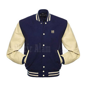 Veste Letterman pour homme avec manches en cuir, corps en laine, fermeture à boutons-pression sur le devant, style streetwear, veste Letterman personnalisée avec manches en cuir pour homme - Product Image 3