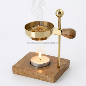 Adjustable Brass Resin Burner Dual Purpose Tealight Candle and Charcoal Disk <b>Incense</b> Warmer Tabletop Bulk - Product Image 1