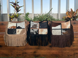 Bolso de estilo bohemio de cuero de ante genuino personalizado con flecos, bolso cruzado de piel de vaca para mujer, bolso Hippie occidental - Product Image 4