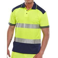 Équipement de sécurité pour la course nocturne, t-shirt polo en polyester pour hommes, design avec bordure réfléchissante, t-shirt d'entraînement athlétique, vente en gros - Product Image 1