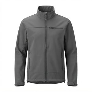 Veste polaire grise pour homme, fermeture éclair intégrale, col montant, coupe-vent, vêtement d'extérieur décontracté, coupe régulière, polyester, OEM ODM, marque privée - Product Image 2