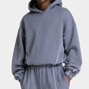 Wholesale <b>Men's</b> Ice <b>Grey</b> Contrastline Hoodie's Casual Oversized Breathable <b>Men's</b> Sweatshirts Premium <b>Fleece</b> <b>Men's</b> Pullover - Product Image 1
