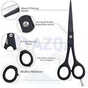 Ciseaux de coiffure professionnels en acier inoxydable noir de 6,5 pouces pour barbier et salon de coiffure - Product Image 4