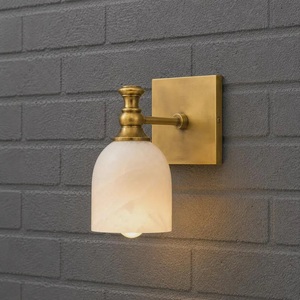 Brass Alabaster Sconce, Natural Stone Bathroom Light, Elegant Wall Lamp, Modern Vanity Lighting, Handmade Interior Fixture - Product Image 6