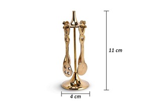 Support mural en laiton pour ustensiles de cuisine avec 10 crochets – Accessoire de rangement en métal - Product Image 2