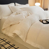 Ensemble de literie 4 pièces de luxe en coton biologique lavé, taille King, avec couette – Vente en gros Chine