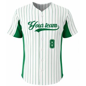 Green White Baseball Jersey for Men Pinstripe Button Front Team Shirt Lightweight <b>Athletic</b> Sports Uniform Breathable Baseball - Product Image 1