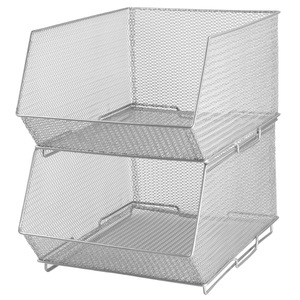 Panier de rangement décoratif en métal noir maillé, élégant organisateur d'étagère pour la maison - Product Image 4