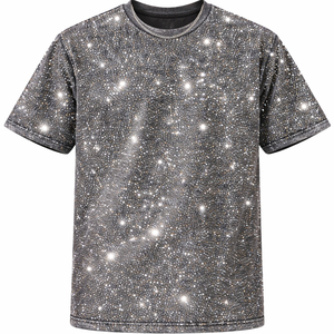 T-shirts personnalisés imprimés de strass sur toute la surface, style hip-hop tendance, épaules tombantes, coupe ample, 100% coton lourd, pour hommes - Product Image 1