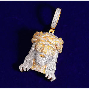 Premium Moissanite Diamond Jesus Head Pendant Necklace in 925 Sterling Silver Urban Fashion Jewelry Piece - Product Image 5