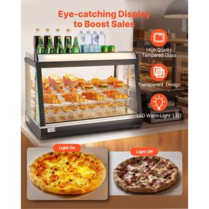 Espositore Riscaldato Commerciale a 3 Livelli 1400W con Luce LED, Vano Superiore e Ripiani Regolabili, Intervallo di Temperatura 86-185°F - Product Image 4