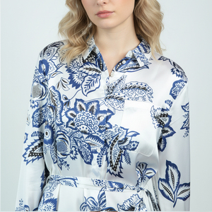 <span class=keywords><strong>Vestido</strong></span> Midi Casual de <span class=keywords><strong>Estilo</strong></span> <span class=keywords><strong>Chino</strong></span> Vintage, Azul y Blanco, Cuello en V, Hombros Descubiertos, Cintura Elástica, Línea A, Lavable, para Damas - Product Image 5