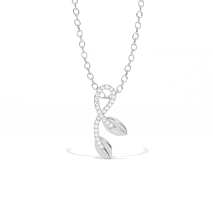 Pendentif Feuille d'Olivier Aarinya Botanical Infinity Vine en Diamant de Laboratoire, Or Rose 18K, Style Vintage, Certifié IGI, Pavé Moderne, pour Mariage - Product Image 5