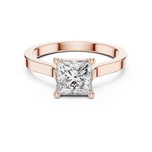 Ensemble de bagues solitaires classiques taille princesse en or rose 18 carats plaqué rhodium, certifiées, pour fêtes, mariages et cadeaux de luxe - Product Image 4