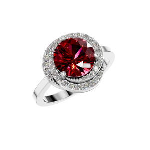 Igi ได้รับการรับรอง925สเตอริงสีขาวทองทับทิมฮาโลแบบคลาสสิกแหวน2.5กะรัตสำหรับงานแต่งงานงานหมั้น - Product Image 1