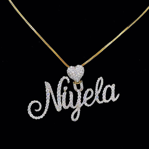 Collar con nombre personalizado de plata y moissanita, colgante de corazón con diamantes, joyería hip hop personalizada, regalo para mujer - Product Image 2