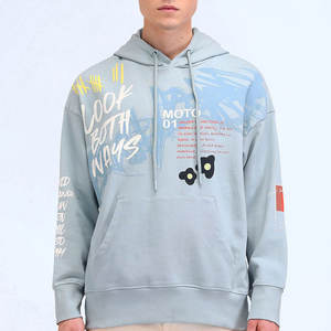 Sweat à capuche pour homme grande taille, coupe oversize, décontracté, hiver, respirant, en molleton tissé coton/polyester 480 g/m², imprimé sérigraphié - Product Image 2