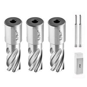 Set di 5 frese annulari con codolo Weldon HSS, kit di 3 punte per trapano magnetico, profondità di taglio 1 pollice e diametro 5/8 pollici - Product Image 1