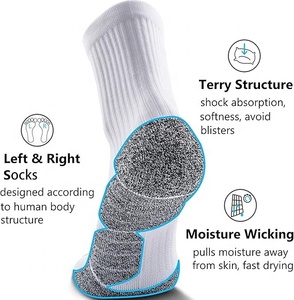 TriPro Sports <b>Moisture</b> Wicking 100% Cotton Thick Cushioned Compression Anti-Slip Breathable Crew <b>Socks</b> Cuff for Running Soccer - Product Image 4